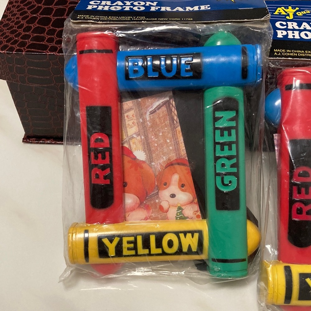 Crayon Photo Frame Set - Red, Blue, Green, Yellow, set of three frames ,